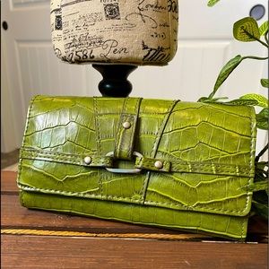 Cute Green Alligator Patterned Tri-Fold Wallet